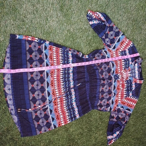 Bebop Orange White Blue Mini Dress Size Large - Picture 15 of 16